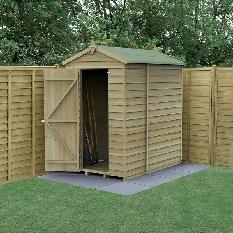 6' x 4' Forest 4Life 25yr Guarantee Overlap Pressure Treated Windowless Apex Wooden Shed (1.88m x 1.34m)