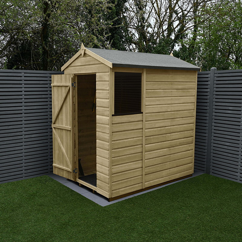 6' x 4' Forest Beckwood 25yr Guarantee Shiplap Pressure Treated Apex Wooden Shed (1.88m x 1.34m)