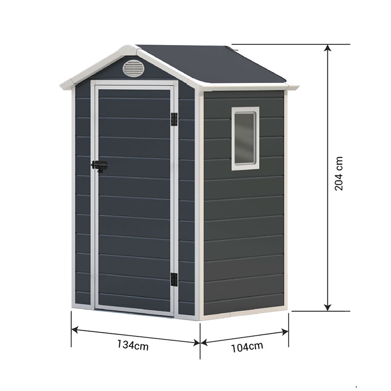 4' x 3' Lotus Animus Apex Plastic Shed with Floor (1.34m x 1.04m) Technical Drawing