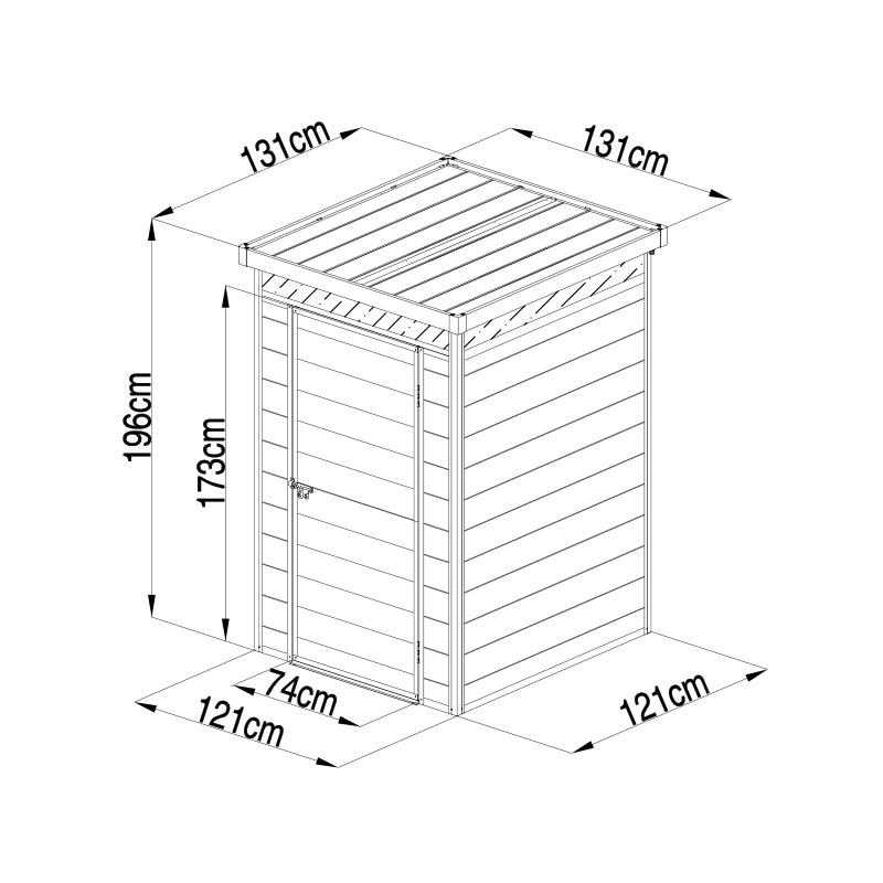 4' x 4' Lotus Curo Grey Plastic Shed (1.31m x 1.31m) Technical Drawing