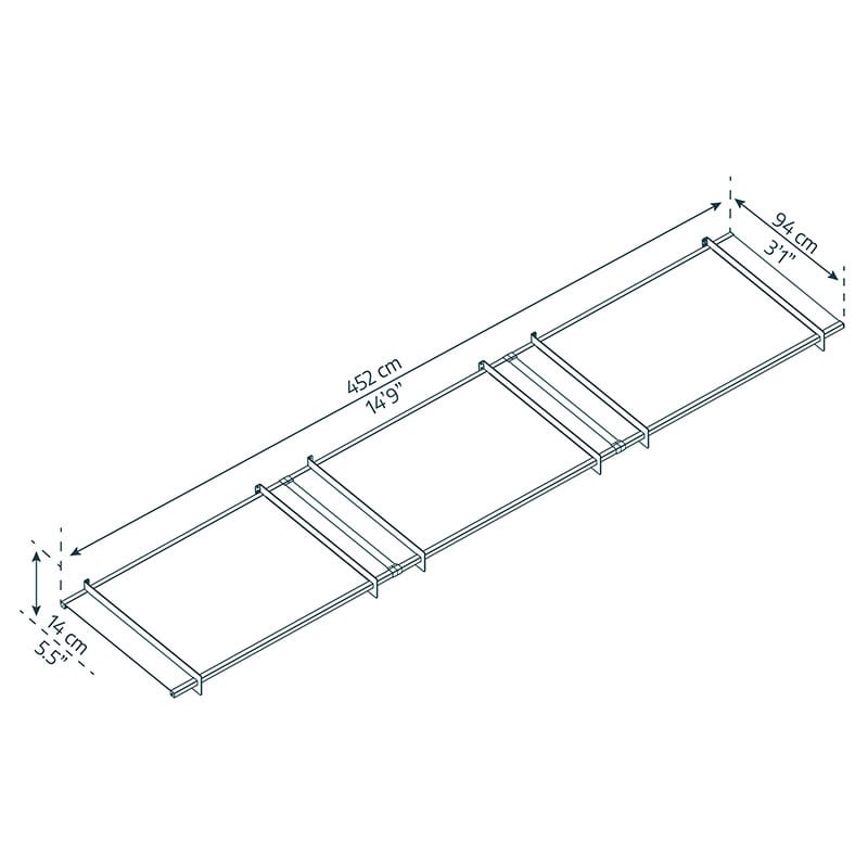 15' x 3' Palram Canopia Nancy 4500 Door Canopy - Grey (4.52m x 0.94m) Technical Drawing