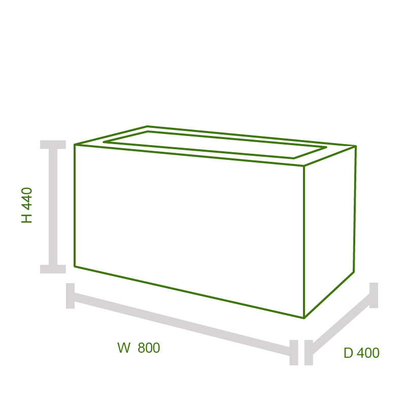 Forest Linear Double Wooden Garden Planter 3'x1' (0.8x0.4m) Technical Drawing