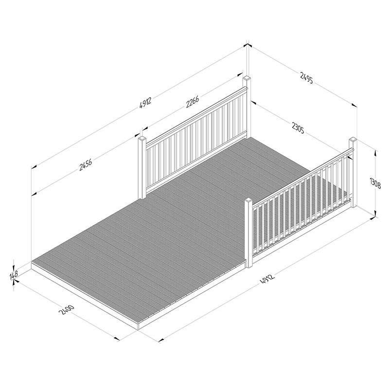 8' x 16' Forest Patio Deck Kit No. 3 (2.4m x 4.8m) Technical Drawing