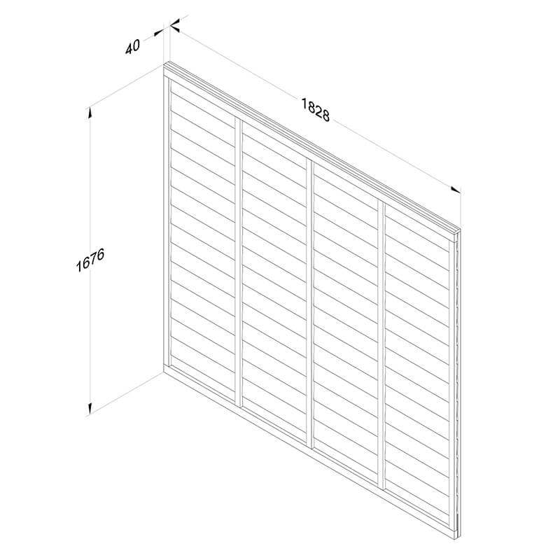 Forest 6' x 5'6 Brown Pressure Treated Super Lap Fence Panel (1.83m x 1.68m) Technical Drawing