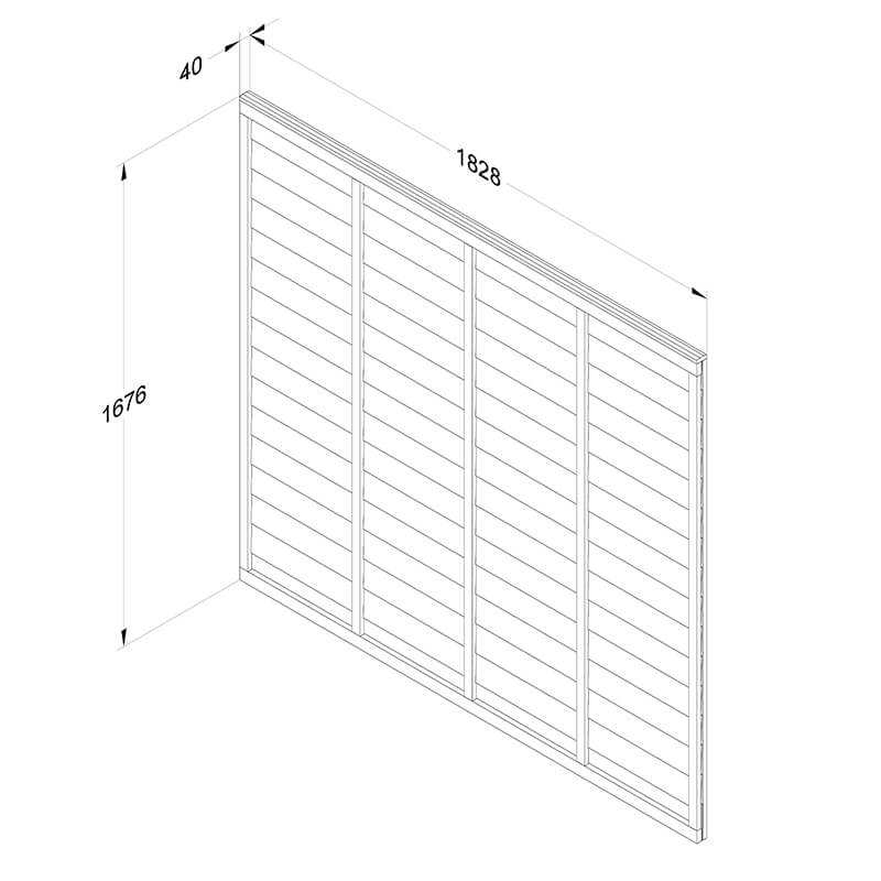 Forest 6' x 5'6 Pressure Treated Super Lap Fence Panel (1.83m x 1.68m) Technical Drawing