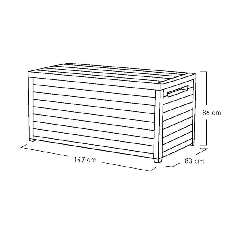 5' x 3' Keter XXL Plastic Garden Storage Box - Anthracite (1.47m x 0.83m) Technical Drawing