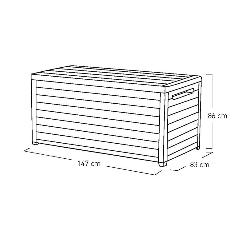 5' x 3' Keter XXL Plastic Garden Storage Box - Brown (1.47m x 0.83m) Technical Drawing