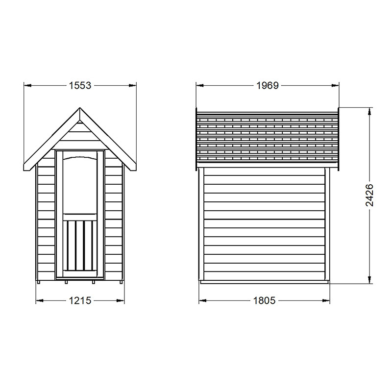 6' x 4' Forest Retreat Cream Luxury Shed (1.81m x 1.22m) - Installation Included Technical Drawing