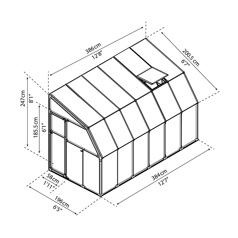 Palram Canopia Rion 6x12 White SUN ROOM Technical Drawing