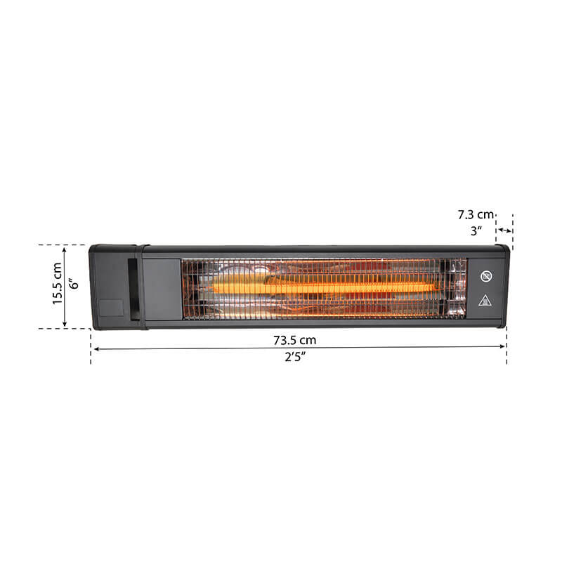 Palram Canopia 1800W Carbon Fiber Mountable Outdoor Infrared Heater Technical Drawing