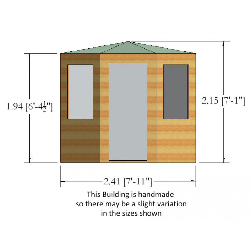 8x8 Shire Arreton Octagonal Summerhouse Technical Drawing