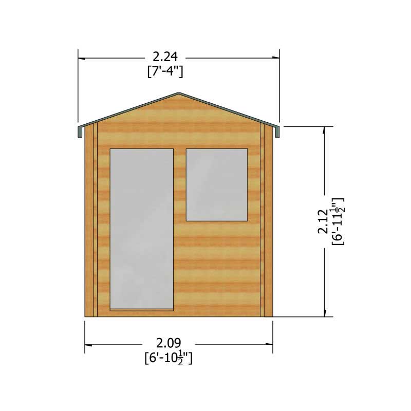 Shire Avesbury 2.1m x 2.1m Log Cabin Summerhouse (19mm) Technical Drawing