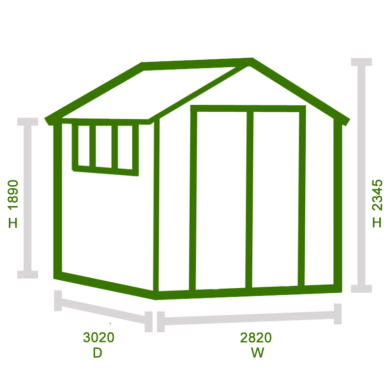 Shire Barnsdale 2.7m x 2.7m Wooden Log Cabin Summerhouse (19mm) Technical Drawing
