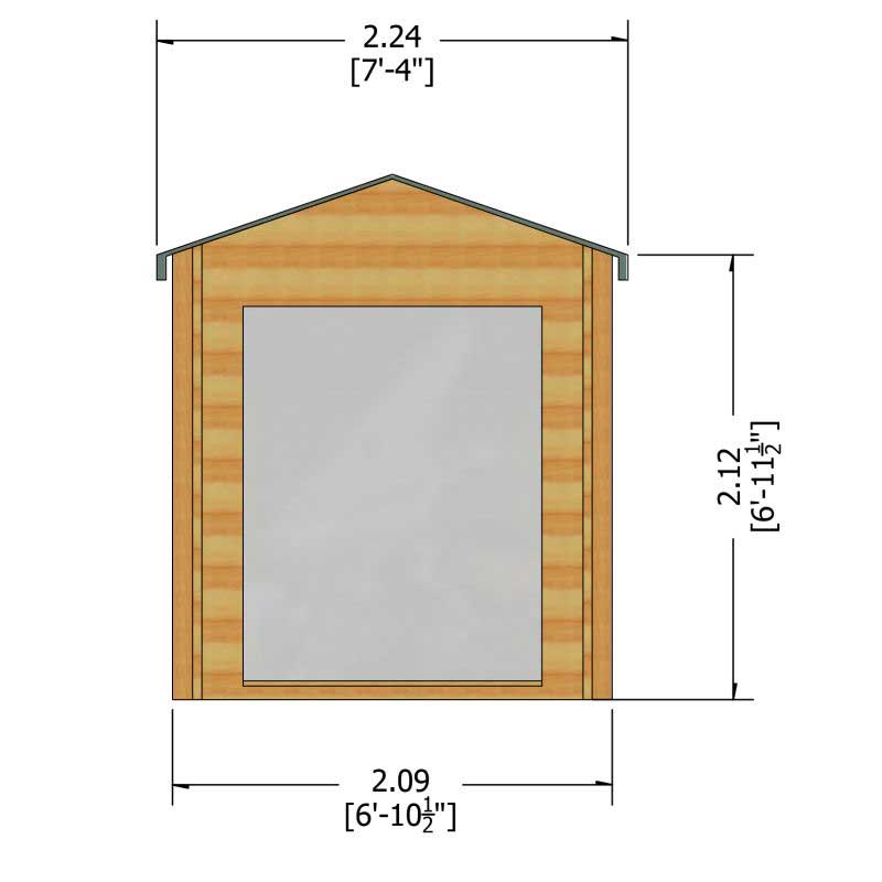 Shire Barnsdale 2.1m x 2.1m Wooden Log Cabin Summerhouse (19mm) Technical Drawing