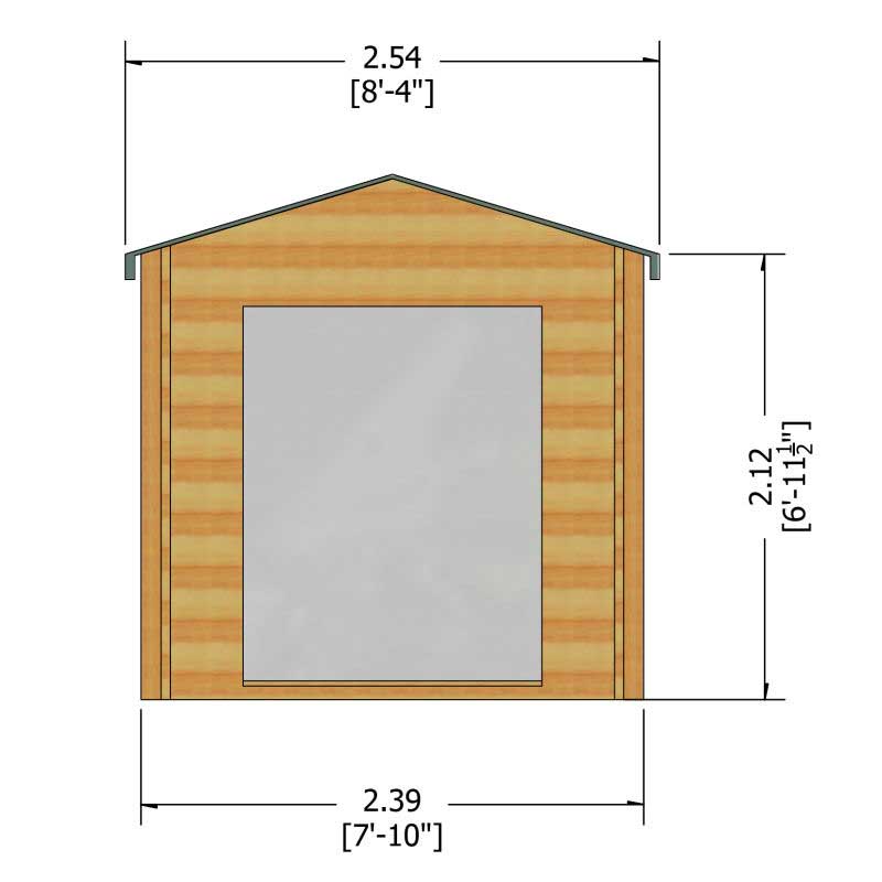 Shire Barnsdale 2.4m x 2.4m Wooden Log Cabin Summerhouse (19mm) Technical Drawing