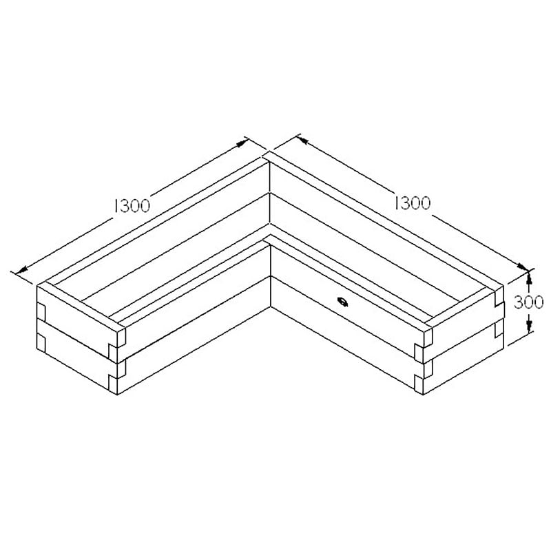 Forest Caledonian Corner Raised Bed 4'x4' (1.3x1.3m) Technical Drawing