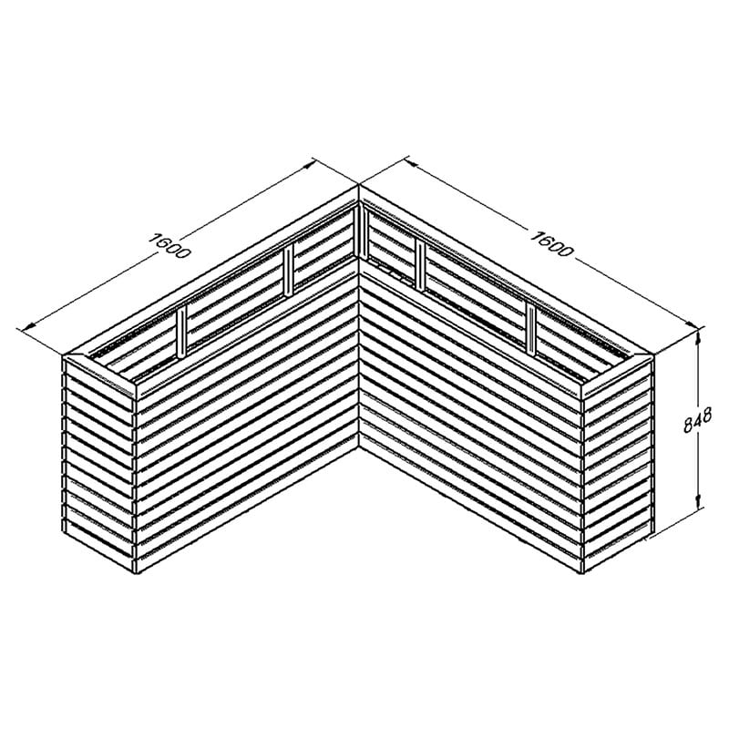 5'3 x 5'3 Forest Linear Corner Wooden Planter (1.6m x 1.6m) Technical Drawing