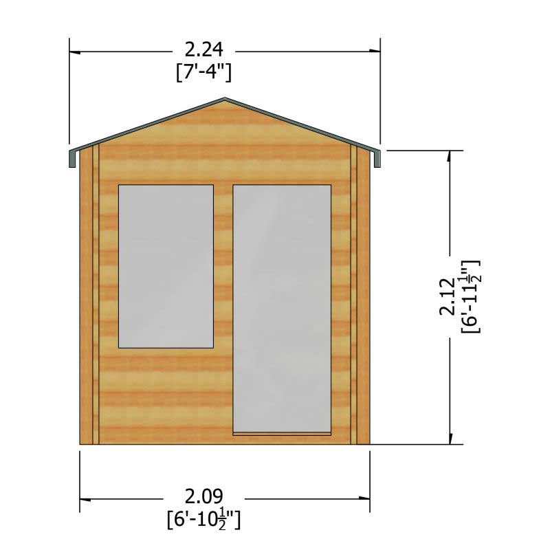 Shire Crinan 2.1m x 2.3m Log Cabin Summerhouse (19mm) Technical Drawing