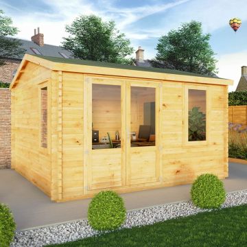 Mercia Elite 4m x 4m Double Glazed Garden Office Log Cabin (28mm)