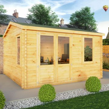 Mercia Elite 4m x 4m Double Glazed Garden Office Log Cabin (34mm)