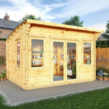 Mercia Helios 4m x 3m Curved Roof Log Cabin (44mm) - Double Glazed