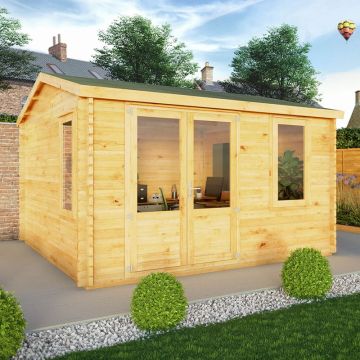 Mercia Elite 4m x 4m Double Glazed Garden Office Log Cabin (44mm)