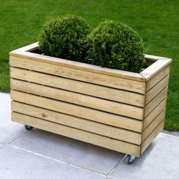 2’7 x 1’4 Forest Linear Double Wooden Garden Planter with Wheels (0.8m x 0.4m)