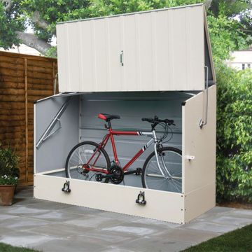 6'4 x 2'9 Trimetals Protect A Cycle Metal Bike Shed with Ramp - Cream (1.95m x 0.88m)