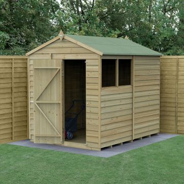 8' x 6' Forest 4Life 25yr Guarantee Overlap Pressure Treated Apex Wooden Shed (2.42m x 1.99m)