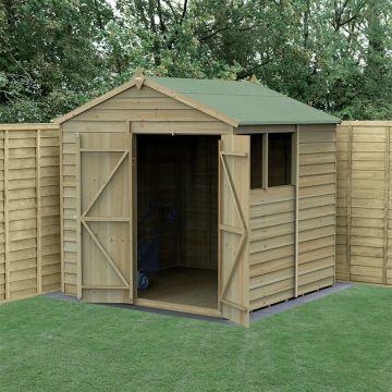 7' x 7' Forest 4Life 25yr Guarantee Overlap Pressure Treated Double Door Apex Wooden Shed (2.28m x 2.12m)