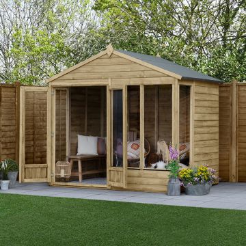 8' x 6' Forest 4Life 25yr Guarantee Double Door Apex Summer House - 4 Windows (2.61m x 1.82m)