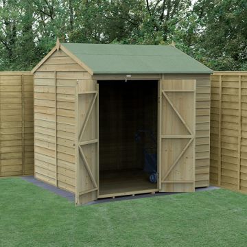7' x 7' Forest 4Life 25yr Guarantee Overlap Pressure Treated Windowless Double Door Reverse Apex Wooden Shed (2.28m x 2.12m)