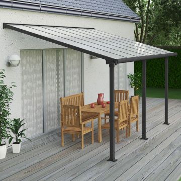 10'x14' (3x4.25m) Palram Olympia Grey Patio Cover With Clear Panels
