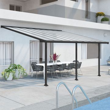 18'x10' (3x5.46m) Palram Olympia Grey Patio Cover With Clear Panels
