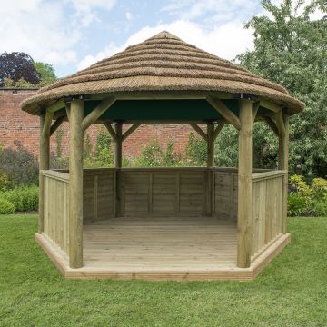 13x12 Luxury Wooden Garden Gazebo with Country Thatch Roof - Seats up to 15 people