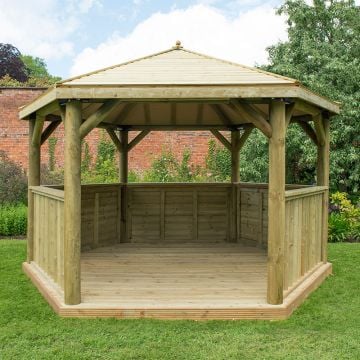13x12 Luxury Wooden Garden Gazebo with Traditional Timber Roof - Seats up to 15 people