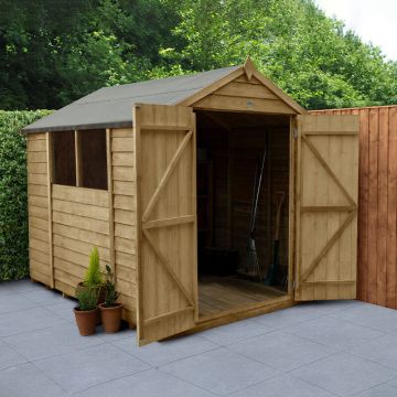 8' x 6' Forest Overlap Pressure Treated Double Door Apex Wooden Shed