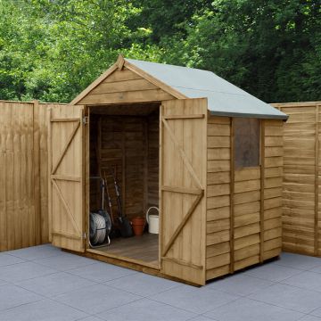 7' x 5' Forest Overlap Pressure Treated Shed Double Door Apex Wooden Shed
