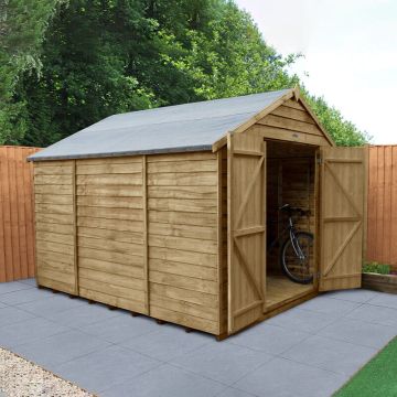 10' x 8' Forest Overlap Pressure Treated Windowless Double Door Apex Wooden Shed