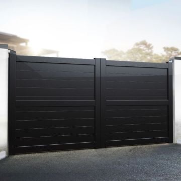 Exeter Premium Aluminium Driveway Double Gates - Black