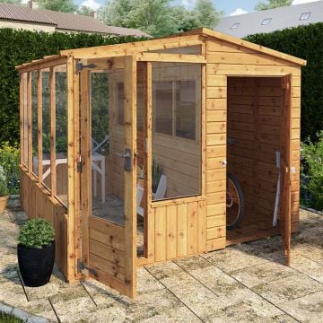 8'3 x 8'2 Mercia Wooden Combi Shed Greenhouse (2.53x2.50m)