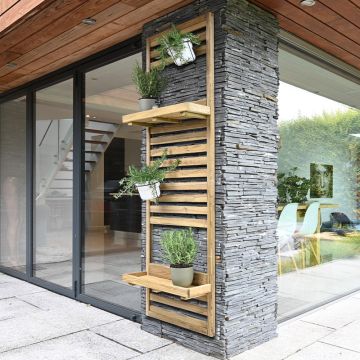 5'11 Forest Slatted Tall Wall Planter - 2 Shelves (0.6m x 0.18m)