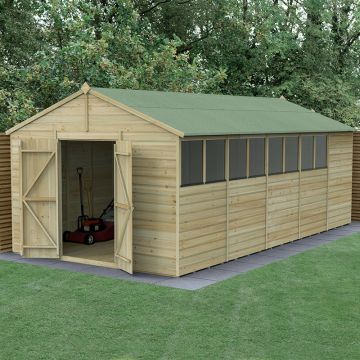 20' x 10' Forest Beckwood 25yr Guarantee Shiplap Pressure Treated Double Door Apex Wooden Shed (5.96m x 3.21m)
