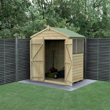 6' x 4' Forest Beckwood 25yr Guarantee Shiplap Pressure Treated Double Door Apex Wooden Shed (1.99m x 1.23m)