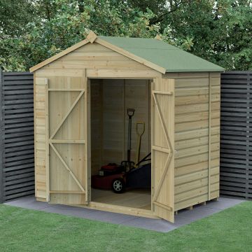 7' x 5' Forest Beckwood 25yr Guarantee Shiplap Pressure Treated Windowless Double Door Apex Wooden Shed (2.28m x 1.53m)