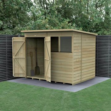 8' x 6' Forest Beckwood 25yr Guarantee Shiplap Pressure Treated Double Door Pent Wooden Shed (2.52m x 2.05m)