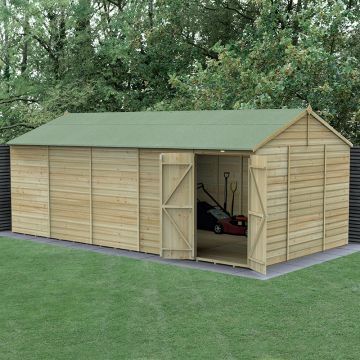20' x 10' Forest Beckwood 25yr Guarantee Shiplap Pressure Treated Windowless Double Door Reverse Apex Wooden Shed (5.96m x 3.21m)
