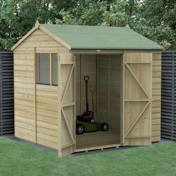 7' x 7' Forest Beckwood 25yr Guarantee Shiplap Pressure Treated Double Door Reverse Apex Wooden Shed (2.28m x 2.12m)