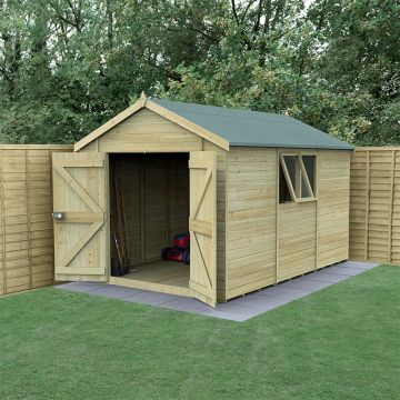 12' x 8' Forest Premium Tongue & Groove Pressure Treated Double Door Apex Shed (3.65m x 2.52m)