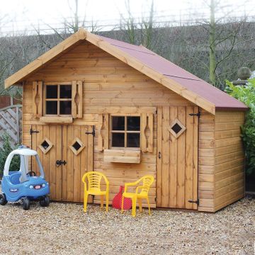 6x10 Traditional 2 Storey Wooden Playhouse with Garage